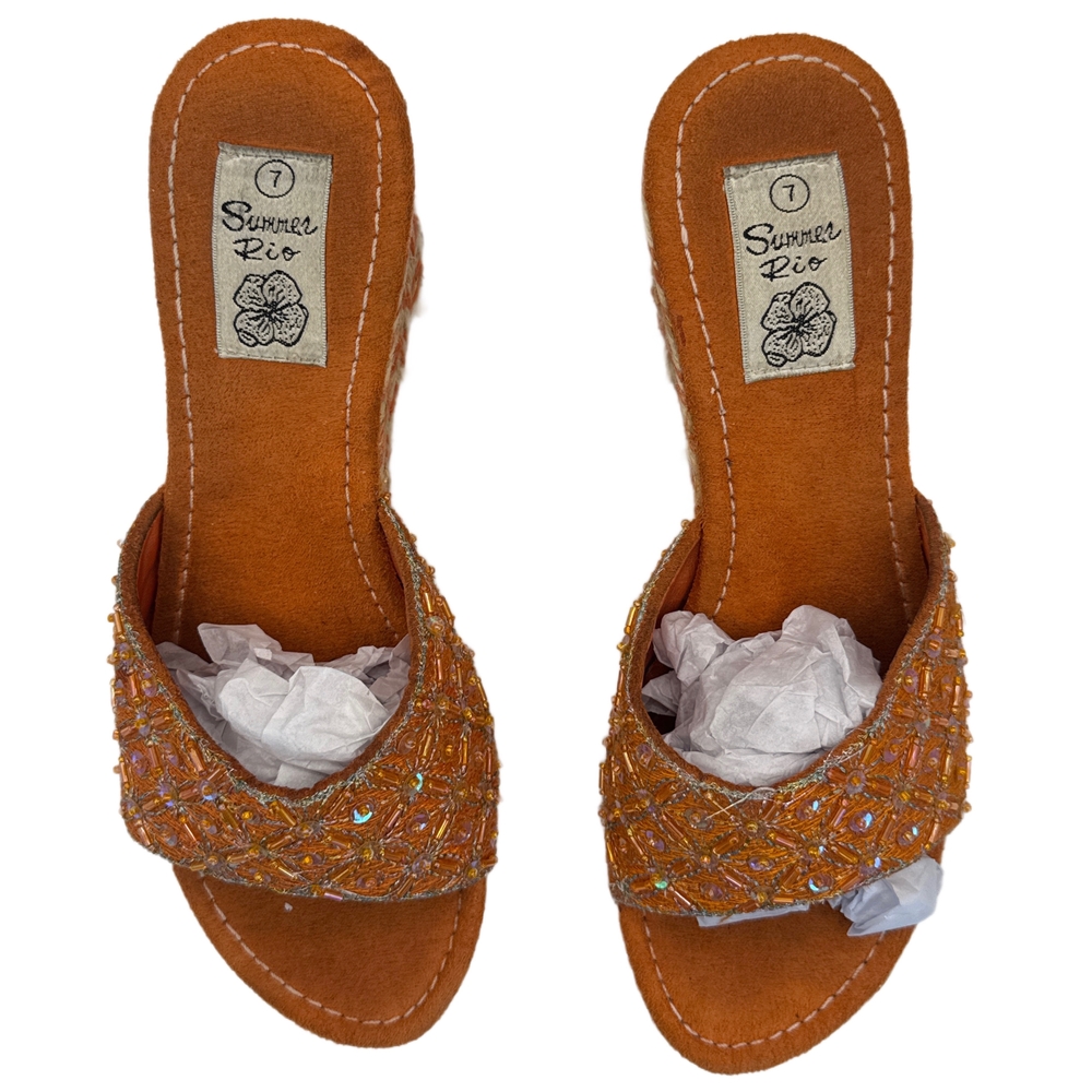 Vintage Summer Rio Tangerine Beaded Sandals